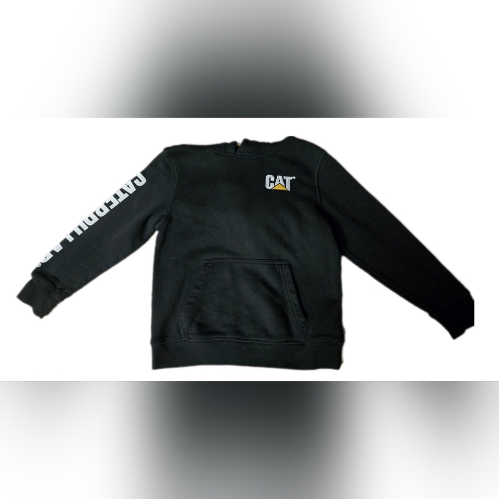 Caterpillar CAT Youth Medium 10/12 Fleece Lined Pullover Logo Hoodie‎ Spellout